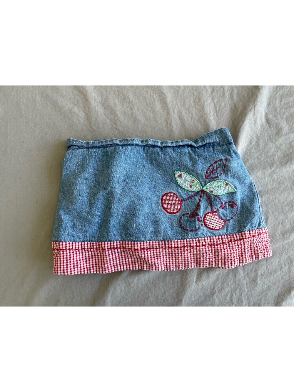 Vintage Koala Kids Cherry Embroidered Denim Skirt Size 36M